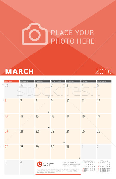 Stock foto: Wand · Kalender · Planer · 2016 · Jahr · Vektor