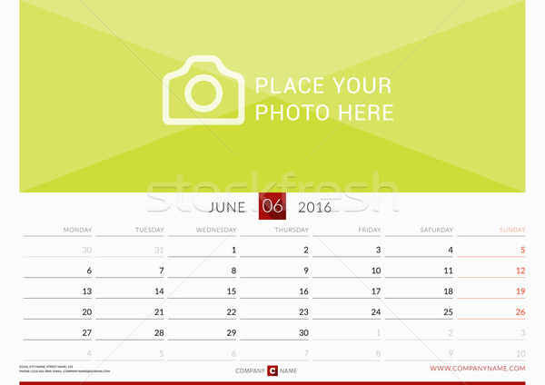 Mur mensuellement calendrier 2016 année vecteur [[stock_photo]] © mikhailmorosin