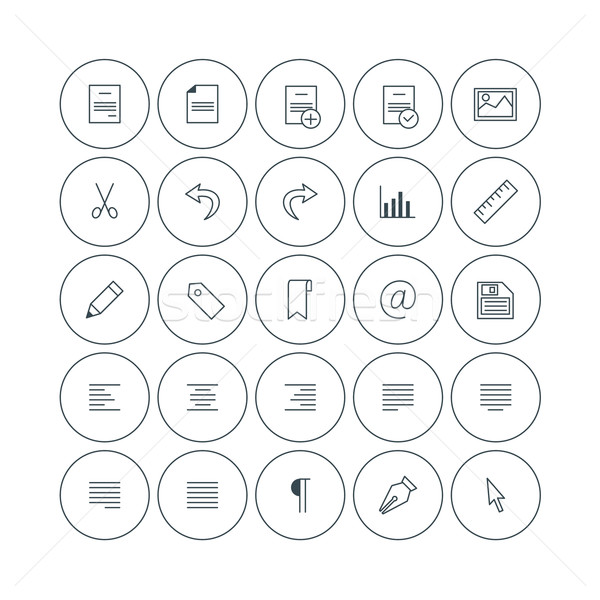 Set of Vector Thin Line Text Formattng Icons. Document Types, Alignment, Paragraph Stock photo © mikhailmorosin