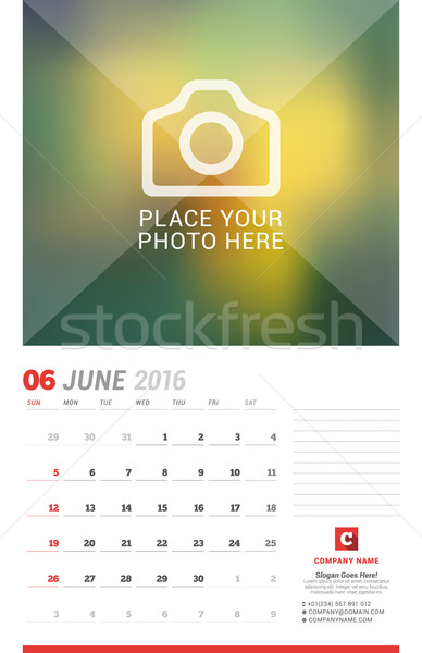 Mur calendrier planificateur 2016 année vecteur [[stock_photo]] © mikhailmorosin