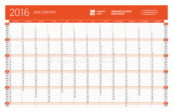 Rot Kalender Planer 2016 Jahr Vektor Stock foto © mikhailmorosin