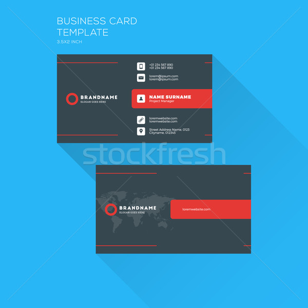 Stock photo: Corporate Business Card Print Template. Personal Visiting Card with company Logo. Clean Flat Design.