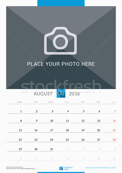 Zdjęcia stock: Sierpień · 2016 · ściany · miesięcznie · kalendarza · rok