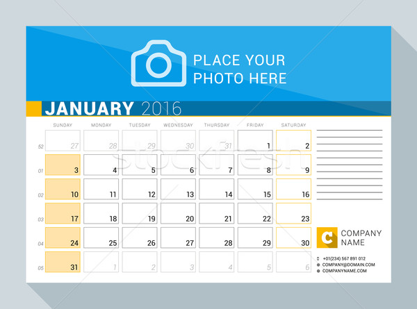 Kalender Planer 2016 Jahr Vektor drucken Stock foto © mikhailmorosin