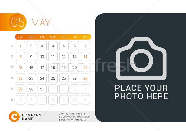 Desk Calendar for 2016 Year. May. Vector Design Print Template with Place for Photo, Logo and Contac Stock photo © mikhailmorosin