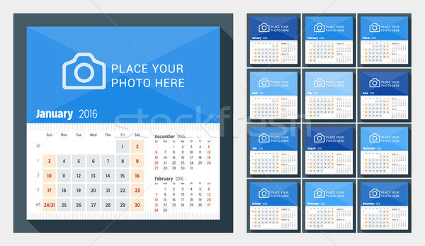Desk calendario 2016 anno settimana mesi Foto d'archivio © mikhailmorosin