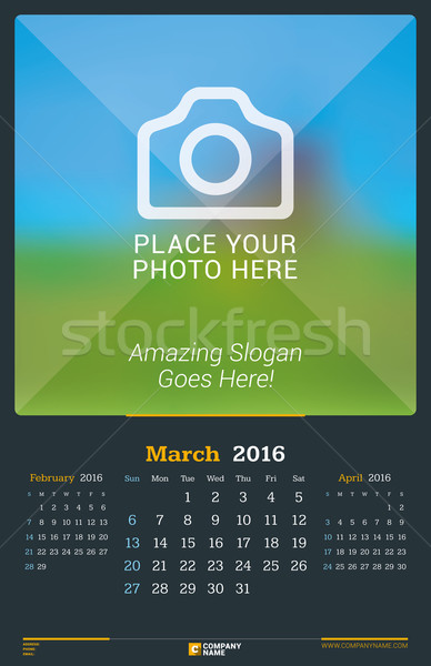 Stockfoto: 2016 · muur · maandelijks · kalender · jaar · vector