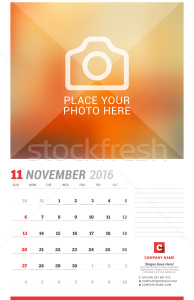 Wand Kalender Planer 2016 Jahr Vektor Stock foto © mikhailmorosin