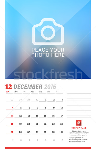 Wand Kalender Planer 2016 Jahr Vektor Stock foto © mikhailmorosin
