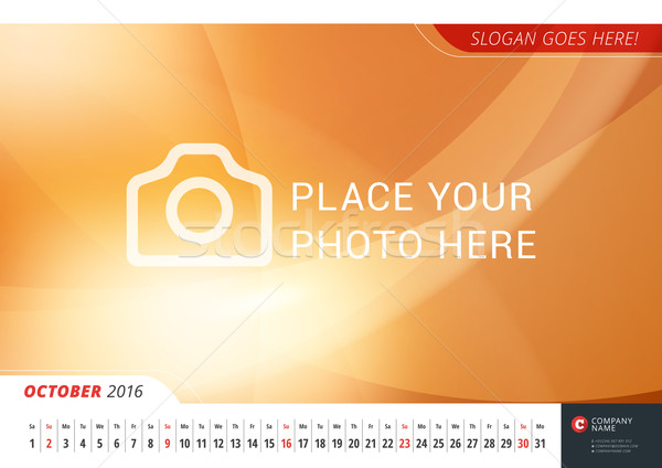 Wall Monthly Line Calendar for 2016 Year. Mpdern Vector Design Print Template with Abstract Backgrou Stock photo © mikhailmorosin