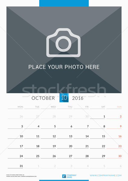 ストックフォト: 2016 · 壁 · 毎月 · カレンダー · 年 · ベクトル