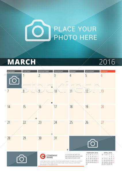 Wand Kalender Planer 2016 Jahr Vektor Stock foto © mikhailmorosin