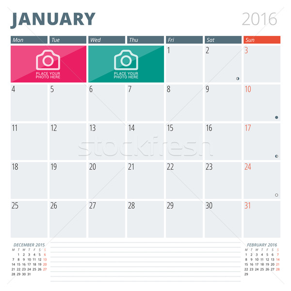 Kalender Planer 2016 Design-Vorlage Stelle Fotos Stock foto © mikhailmorosin