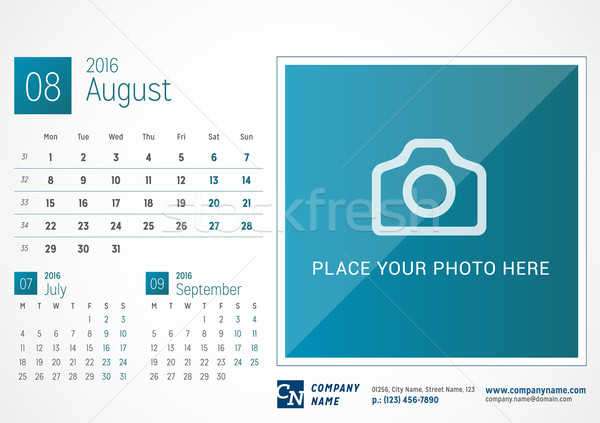 Escritorio calendario 2016 vector impresión plantilla Foto stock © mikhailmorosin