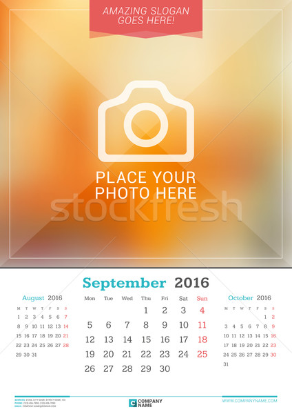 Stockfoto: 2016 · muur · maandelijks · kalender · jaar · vector