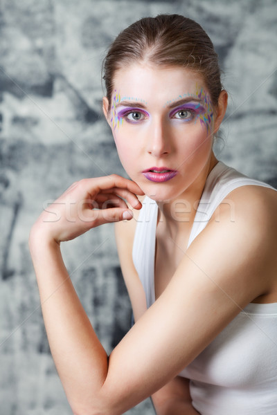 Portret młoda kobieta dość twarz sztuki kobieta Zdjęcia stock © MikLav