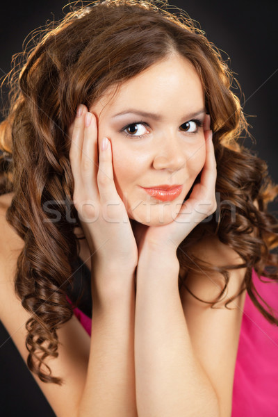 Mooie jonge vrouw portret gezicht palmen Stockfoto © MikLav