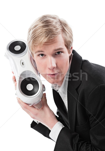 Young man with boombox Stock photo © MikLav