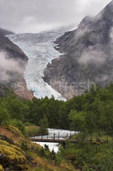 Bridge over the stream at Briksdal glacier Stock photo © MikLav