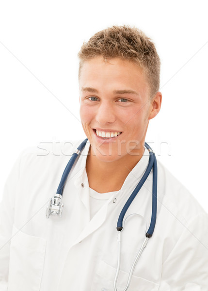 微笑 年輕 醫生 英俊 孤立 商業照片 © MikLav