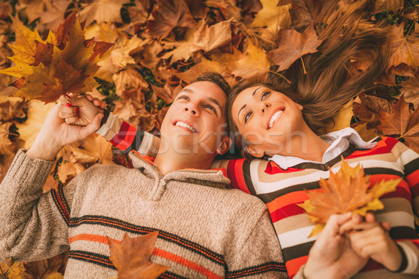 Automne belle souriant couple ensoleillée [[stock_photo]] © MilanMarkovic78