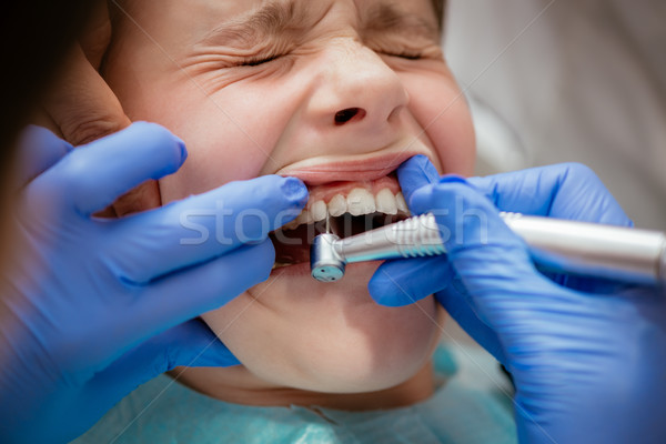 Foto stock: Dentista · hermosa · miedo · nina · visitar