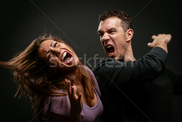 家庭内暴力 怒っ 積極的な 夫 女性 男 ストックフォト © MilanMarkovic78