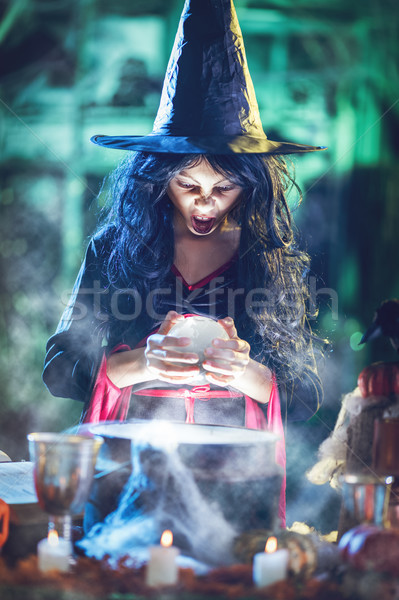 Young Witch Watching The Future In Magic Ball Stock photo © MilanMarkovic78