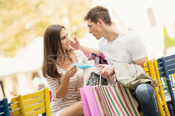 Couple In The Break After Shopping Stock photo © MilanMarkovic78
