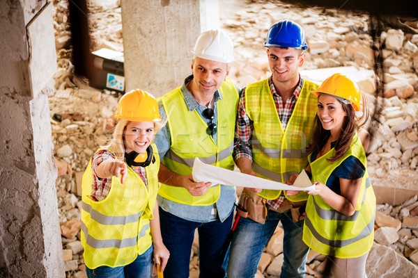 Foto stock: Reconstrução · quatro · construção · edifício · catástrofe