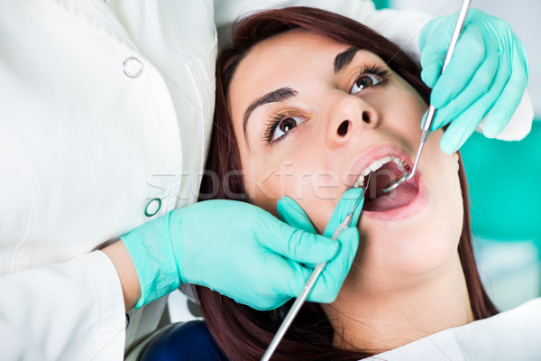 Zahnärztliche Prüfung Zahnarzt Zahnhygiene Patienten Mund Stock foto © MilanMarkovic78
