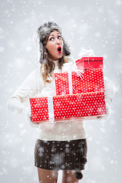 Cute Girl With Gifts Stock photo © MilanMarkovic78