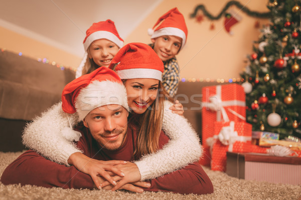Сток-фото: Рождества · время · красивой · улыбаясь · семьи