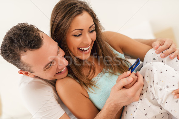 Happy Couple With Pregnancy Test Stock photo © MilanMarkovic78