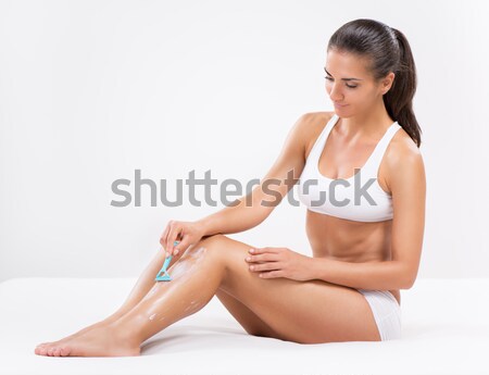 Ciało opieki piękna młoda kobieta mleczko kosmetyczne Zdjęcia stock © MilanMarkovic78