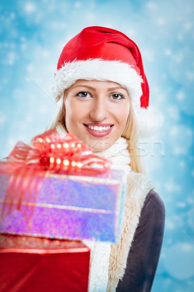 Foto d'archivio: Cute · ragazza · Natale · regali