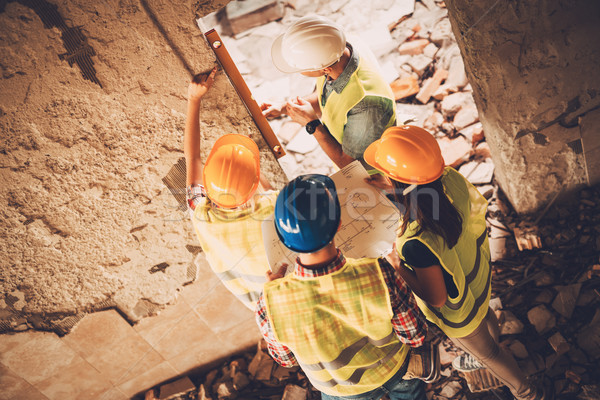 Foto stock: Equipe · quatro · construção · edifício · plano