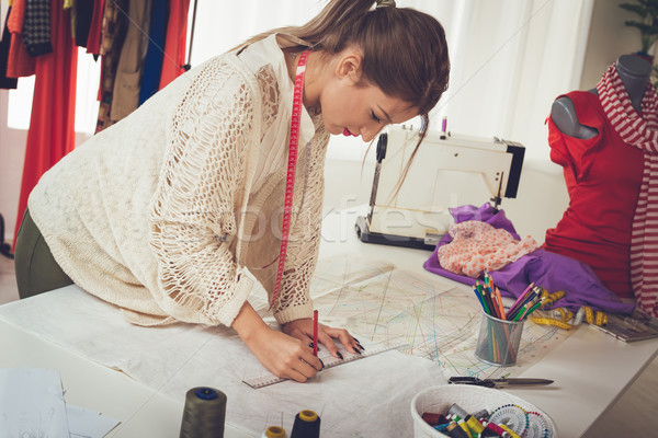 Woman Tailor With Sewing Pattern Stock photo © MilanMarkovic78