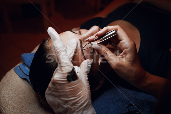 Augenbrauen Hände Make-up Hand Stock foto © MilanMarkovic78