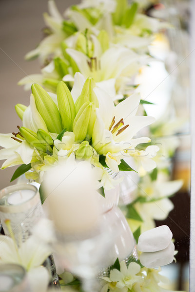 Сток-фото: свадьба · таблице · украшение · цветы · цветок · белый
