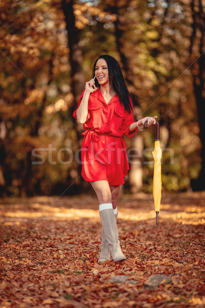 Phoning In Autumn Park Stock photo © MilanMarkovic78