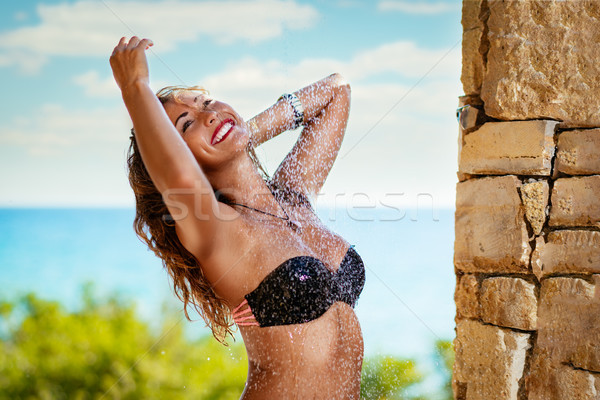 ストックフォト: 時間 · 美しい · 若い女性 · シャワー
