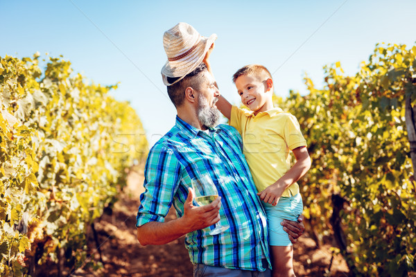 Foto stock: Meu · filho · belo · sorridente · pai · bonitinho