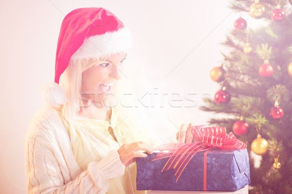 Christmas dziewczyna piękna szczęśliwy obecnej Zdjęcia stock © MilanMarkovic78