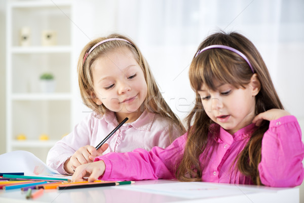 Two Cute Little Girl Stock photo © MilanMarkovic78