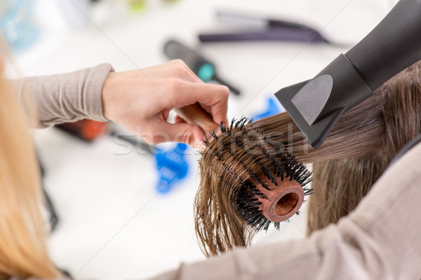 Saç saç kurutma makinesi kadın yakın çekim Stok fotoğraf © MilanMarkovic78