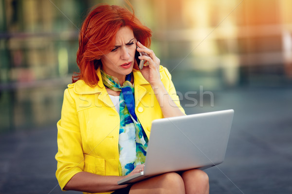 Businesswoman Working At The Laptop On Break Stock photo © MilanMarkovic78