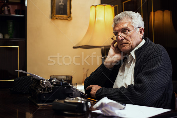 Wistful Retro Senior Man Writer Stock photo © MilanMarkovic78