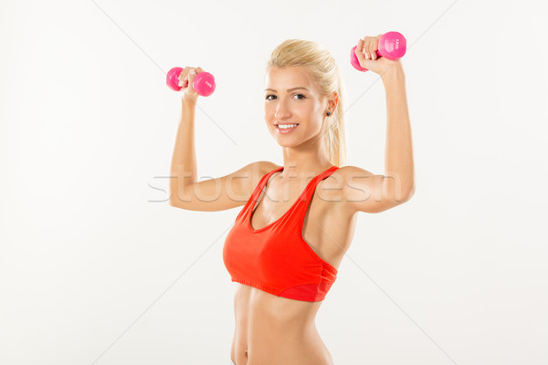 Stock photo: Fitness Woman With Dumbbells