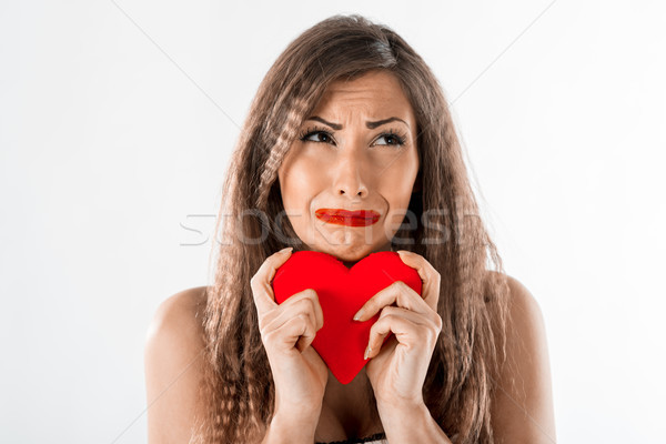 Foto stock: Mal · amor · hermosa · infeliz · nina · llorando